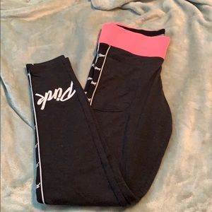 Pink Ankle Leggings - Pink & Black